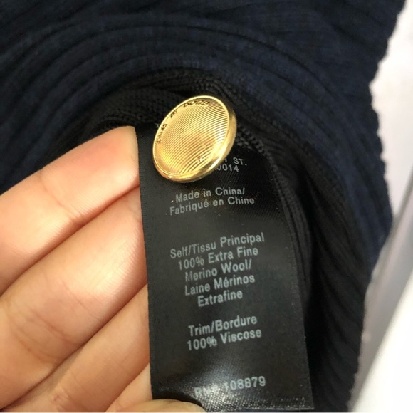 Rag & Bone Ribbed 100% Extra Fine Merino Wool Gold Button Sweater Top - 2XS - Picture 7 of 12